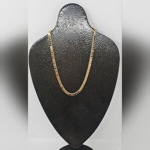 Vintage Monet Gold Plated Flat Box Chain 17" Necklace Signed